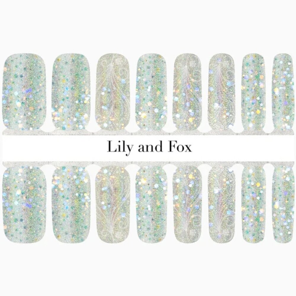 3 for 15 - LILY & FOX - FAIRY LIGHTS Nail Stickers Wrap Strips Pastel Glitter - Picture 2 of 11